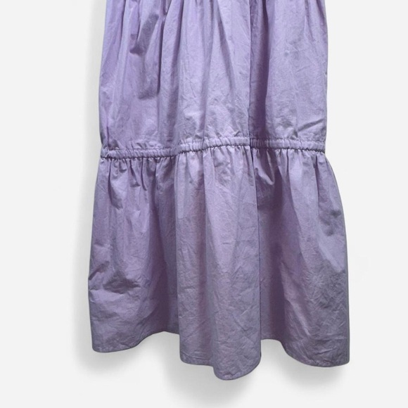 Lavender Cottagecore Tiered Midi Dress | Smocked Back Cotton Sundress - Picture 3 of 5